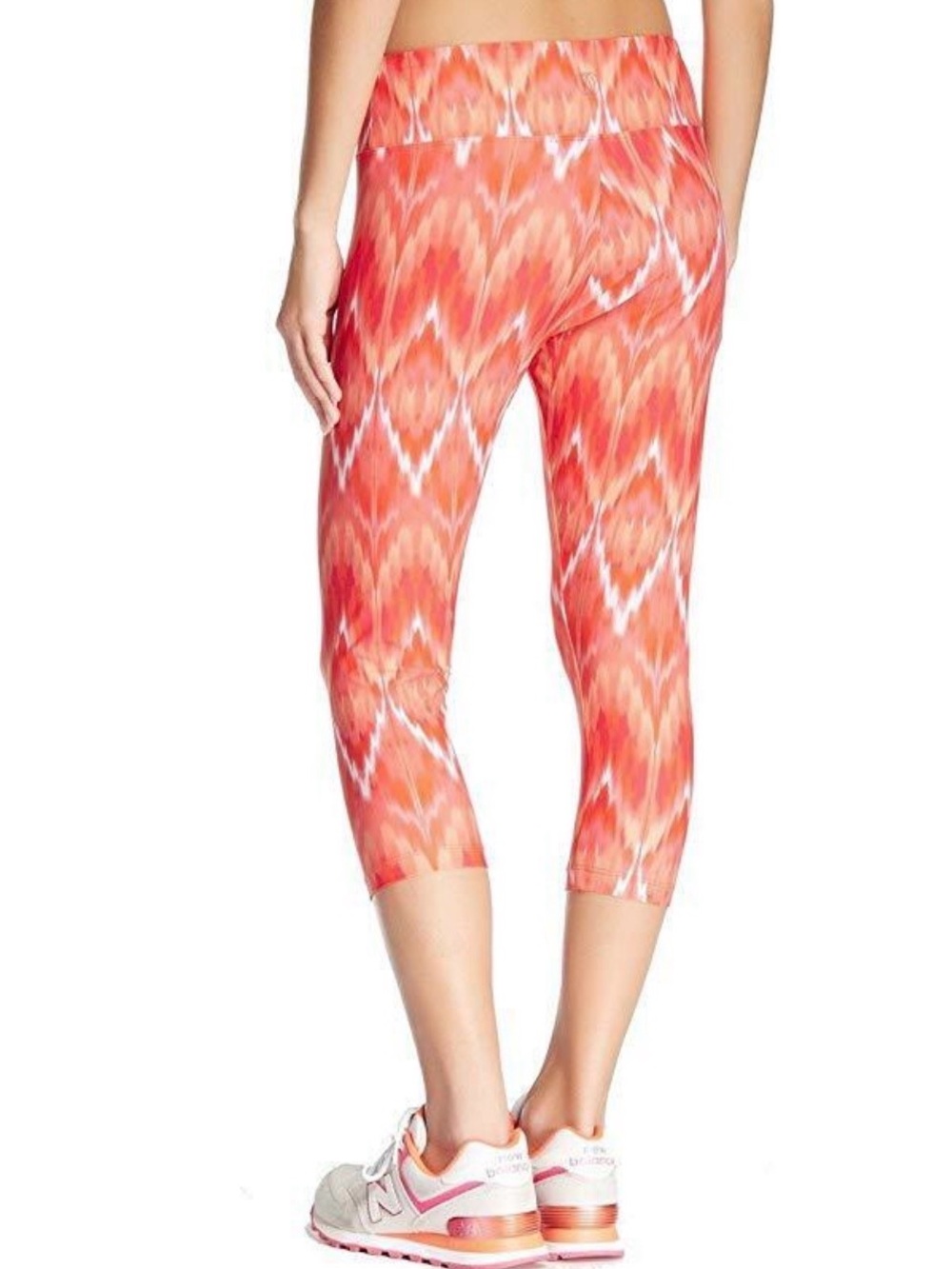 Balance Athletica Coral and White Ikat Capri Leggings